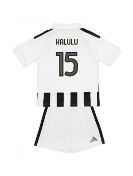 Otroški Nogometna dresi replika Juventus Pierre Kalulu #15 Domači 2026-27 Kratek rokav (+ hlače)
